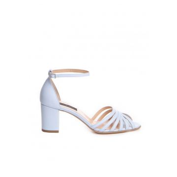 Sandale piele toc gros Bleu Selena