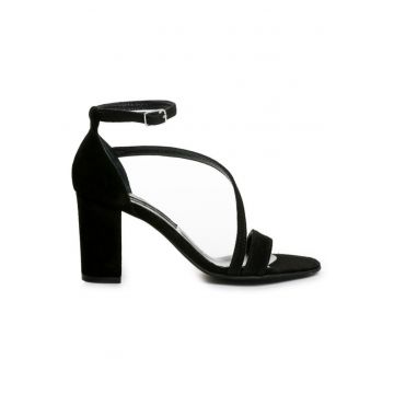 Sandale piele toc gros Negru Evening