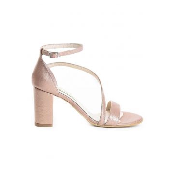 Sandale piele toc gros PEACH Evening