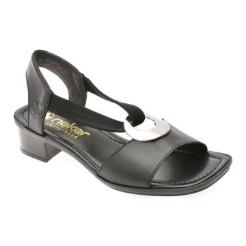 Sandale RIEKER negre, 62662, din piele naturala