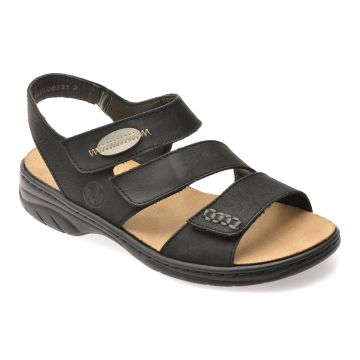 Sandale RIEKER negre, 64573, din piele naturala
