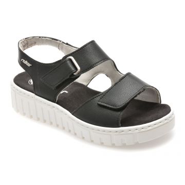 Sandale RIEKER negre, V1382, din piele naturala