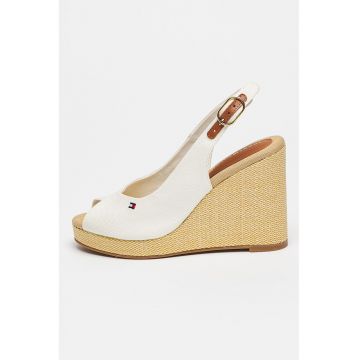 Sandale slingback cu talpa wedge Flag - Alb