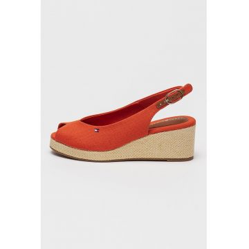 Sandale slingback cu talpa wedge - Rosu