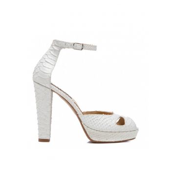 Sandale cu platforma piele naturala White The 70's