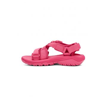 Sandale cu velcro si logo - Fucsia
