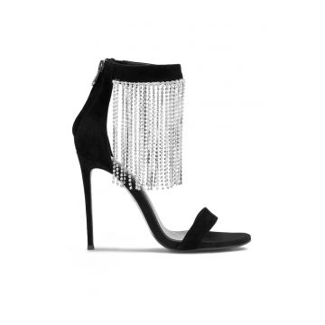 Sandale dama -  cu toc - negru -