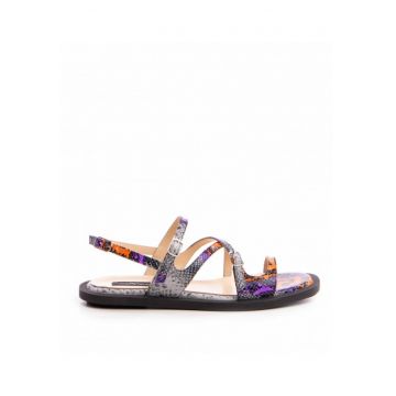 Sandale dama piele fara toc Multicolor Bari