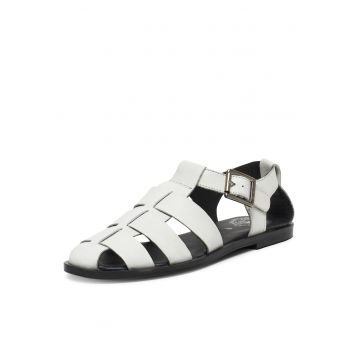 Sandale dama - piele naturala - alb - Alb