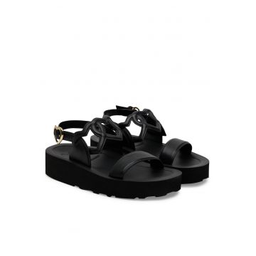 Sandale dama -  piele naturala - negru -