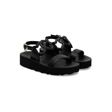 Sandale dama -  piele naturala - negru -