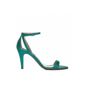 Sandale dama piele naturala Simple Turquoise Sparkle