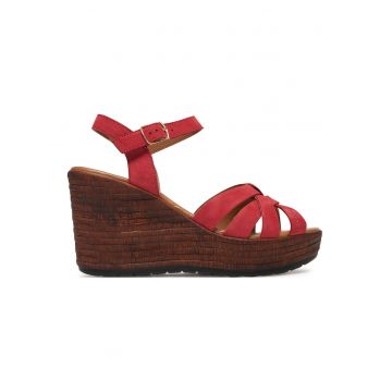 Sandale dama  WI23-LEMONE-03 piele naturala - Rosu