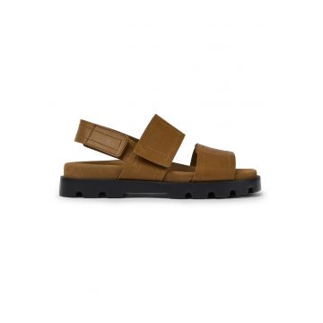 Sandale de piele cu velcro Brutus - Caramel