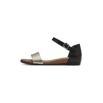 Sandale de piele si piele ecologica - Auriu/Maro inchis/Negru