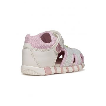 Sandale de plasa cu velcro Iupidoo - Alb fildes/Roz