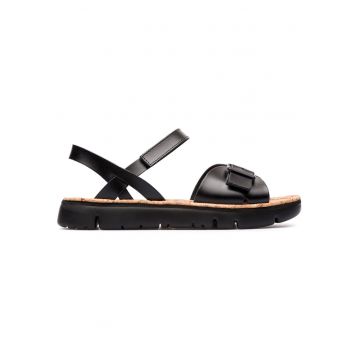 Sandale din piele cu banda velcro Oruga - Negru