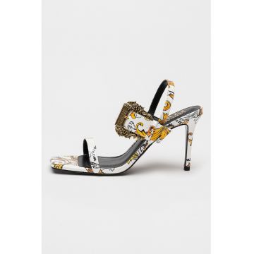 Sandale din piele ecologica Emily - Galben/Alb optic