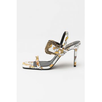 Sandale din piele ecologica Emily - Galben/Alb optic