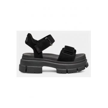 Sandale din piele nubuc si talpa demi-wedge Ashton