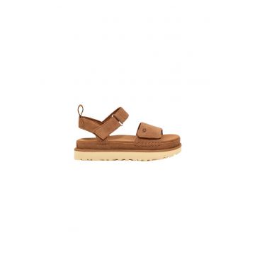 Sandale flatform de piele intoarsa Goldenstar - Maro