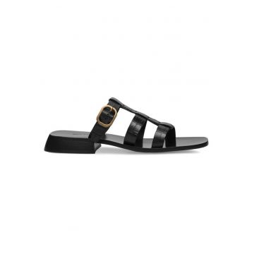 Sandale negre din piele naturală - Negru