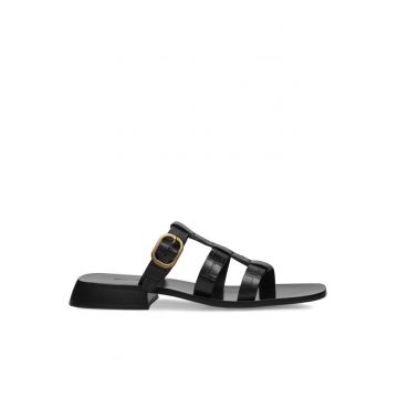 Sandale negre din piele naturală - Negru