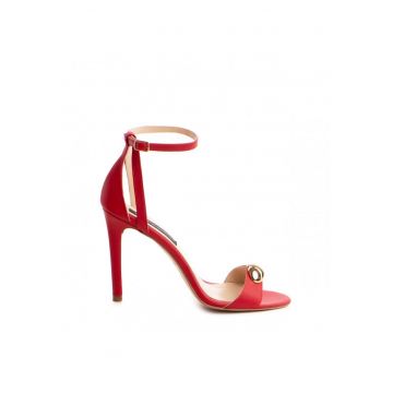 Sandale piele naturala Rosu cu accesoriu