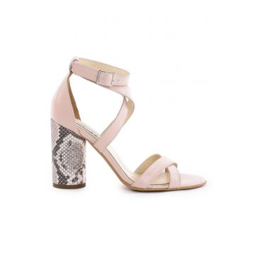 Sandale piele toc gros Rome Rose