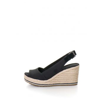 Sandale slingback - wedge - tip espadrile - cu garnituri de piele intoarsa Nice Coast