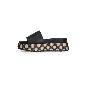 Sandale slip-on wedge - Negru