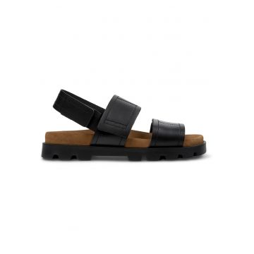 Sandale uni de piele - Negru/Maro camel