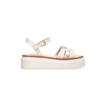 Sandale wedge de piele Bessie 01 - Auriu/Caramel/Bej deschis