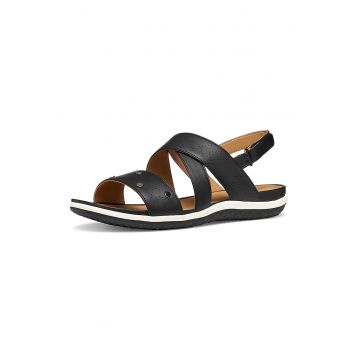 Sandale wedge din piele ecologica - Negru