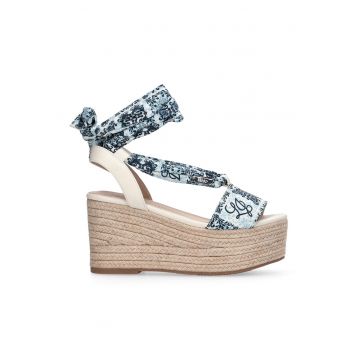 Santale-espadrile flatform - Albastru pastel/Albastru inchis/Bej deschis