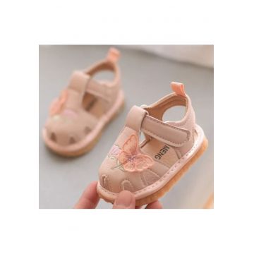 Sandale  Cu Piuitoare - Model Fluturas - Piele ecologica - Velcro - Fete - Roz - Roz