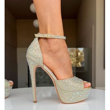 Sandale cu toc Ellaria Aurii