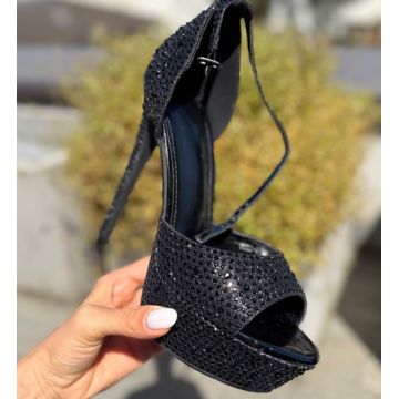 Sandale cu toc Ellaria Negre