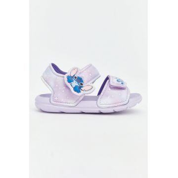 Sandale cu velcro si imprimeu Stitch - Albastru azur/Albastru royal