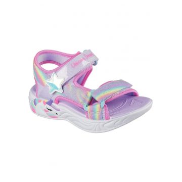 Sandale cu velcro si model colorblock Unicorn Dreams - Violet