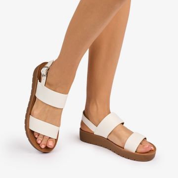SANDALE dama din Piele ECOLOGICA CU BRETELE CRL1093 CULOARE: ALB