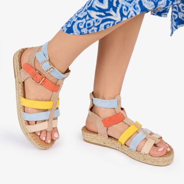 SANDALE Dama DIN PIELE ECOLOGICA INTOARSA CRL1022 Culoare: ALBASTRU