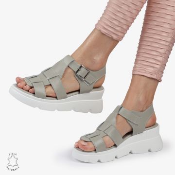 SAndale DAMA DIN PIELE NATURALA CU BARETE CRL1421 GRI