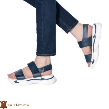 Sandale Dama din Piele naturală cu Platforma CRL0125 BLEUMARIN