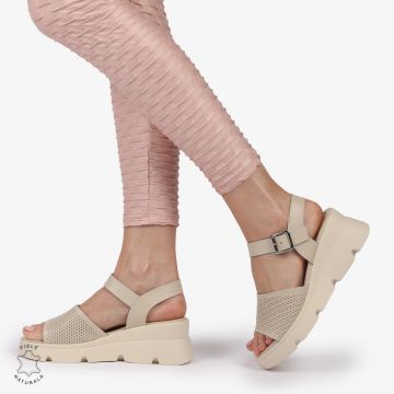 SAndale DAMA DIN PIELE NATURALA CU TALPA INALTA CRL1420 BEJ
