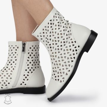 SANDALE dama din Piele Naturala ELEGANTE CU DESIGN UNIC CRL1369 ALB