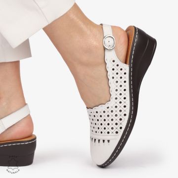 Sandale DAMA DIN PIELE NATURALA SI STIL AJURAT CRL1408 ALB