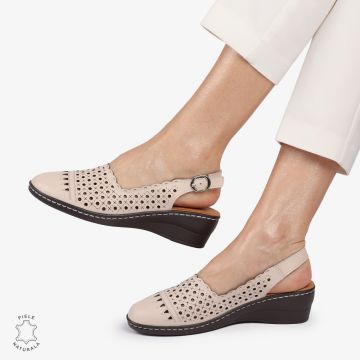 Sandale DAMA DIN PIELE NATURALA SI STIL AJURAT CRL1408 ROZ