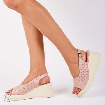 SANDALE Dama DIN Piele Naturala TALPA INALTA CRL1435 ROZ