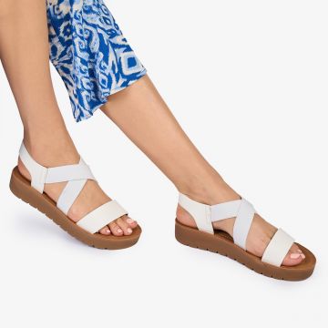 SANDALE dama Piele ECOLOGICA CRL1009 CU ELASTIC Culoare:ALB